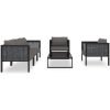 Loungegrupp 6 delar med dynor konstrotting antracit vidaXL – miniatyr 3