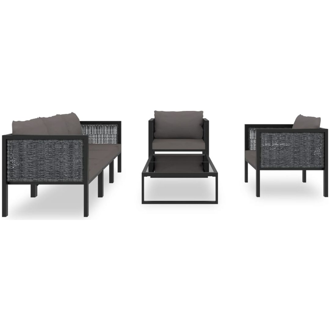 Loungegrupp 6 delar med dynor konstrotting antracit vidaXL – bild 3