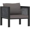 Loungegrupp 6 delar med dynor konstrotting antracit vidaXL – miniatyr 6