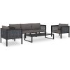 Loungegrupp 6 delar med dynor konstrotting antracit vidaXL – miniatyr 1