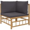 Loungegrupp 6 delar mörkgrå dynor bambu vidaXL – miniatyr 4