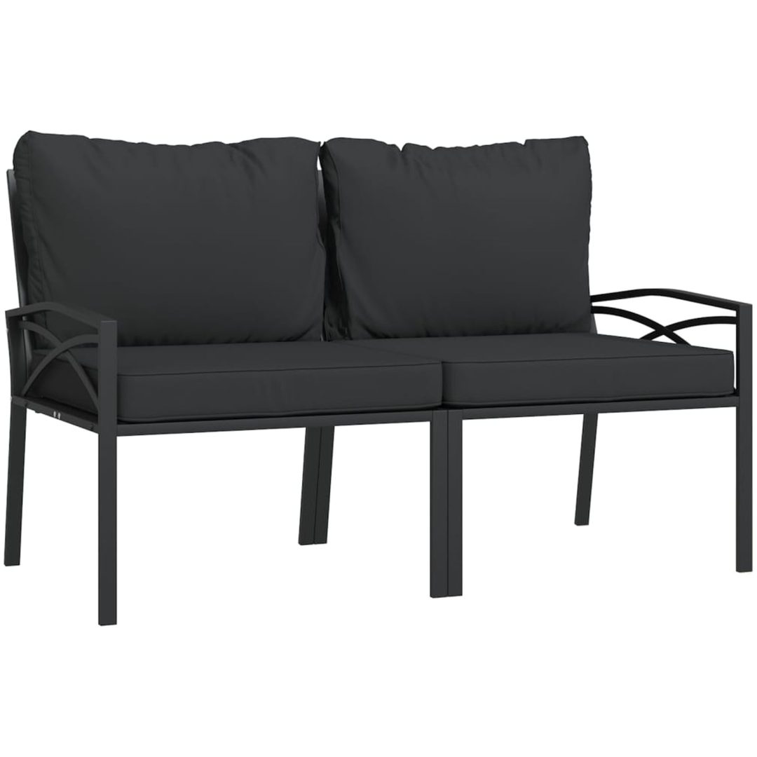 Loungegrupp 6 delar mörkgrå dynor stål vidaXL – bild 4