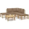 Loungegrupp 6 delar taupe dynor bambu vidaXL – miniatyr 2