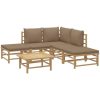 Loungegrupp 6 delar taupe dynor bambu vidaXL – miniatyr 3