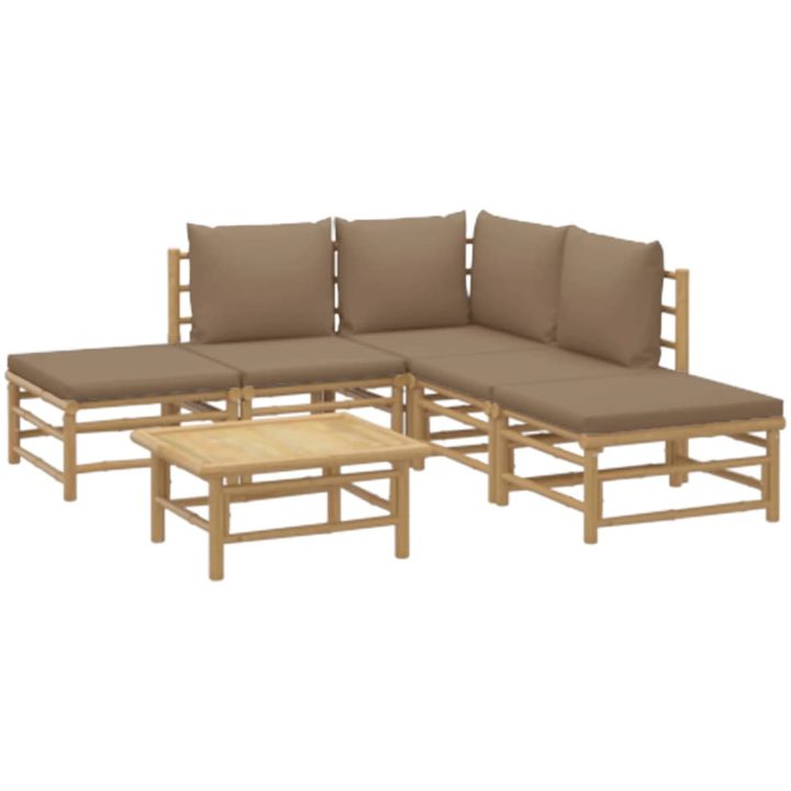 Loungegrupp 6 delar taupe dynor bambu vidaXL – bild 3