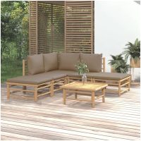 Loungegrupp 6 delar taupe dynor bambu vidaXL