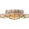 Loungegrupp 6 delar taupe dynor massivt trä vidaXL – miniatyr 3