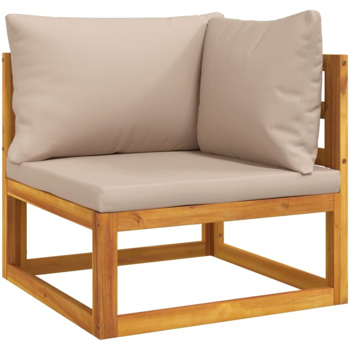 Loungegrupp 6 delar taupe dynor massivt trä vidaXL – bild 4