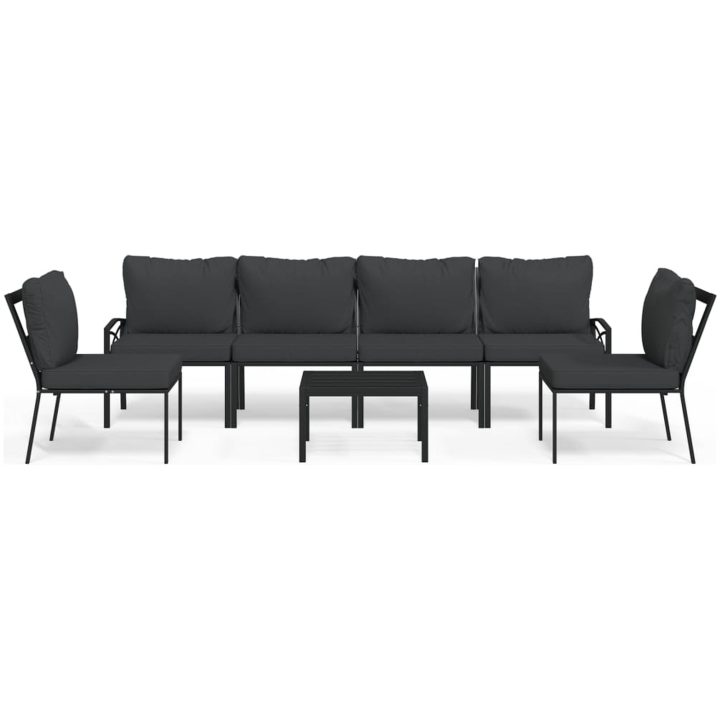 Loungegrupp 7 delar grå dynor stål vidaXL – bild 2