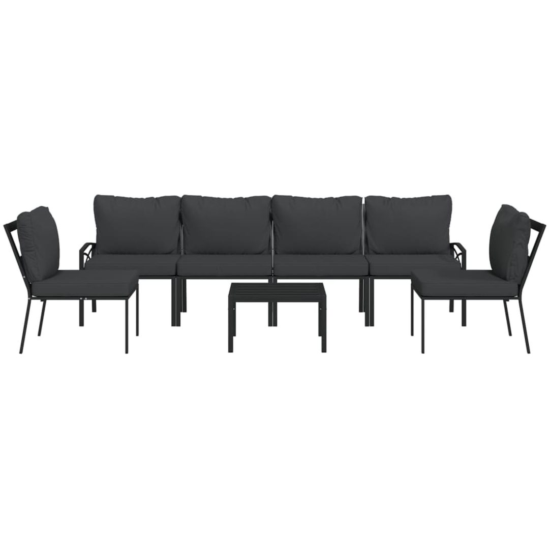 Loungegrupp 7 delar grå dynor stål vidaXL – bild 3