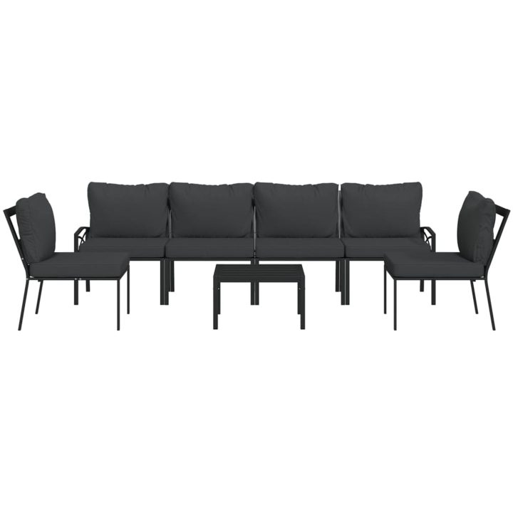 Loungegrupp 7 delar grå dynor stål vidaXL – bild 3
