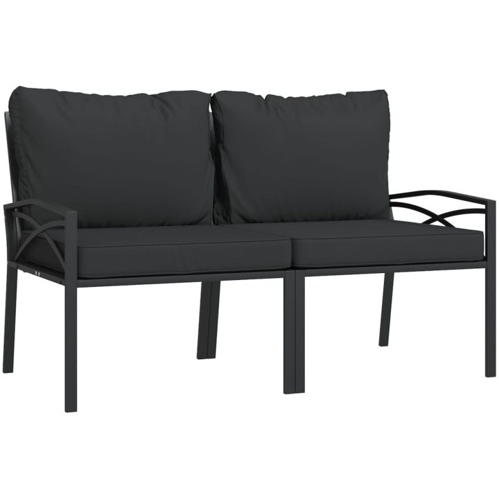 Loungegrupp 7 delar grå dynor stål vidaXL – bild 4