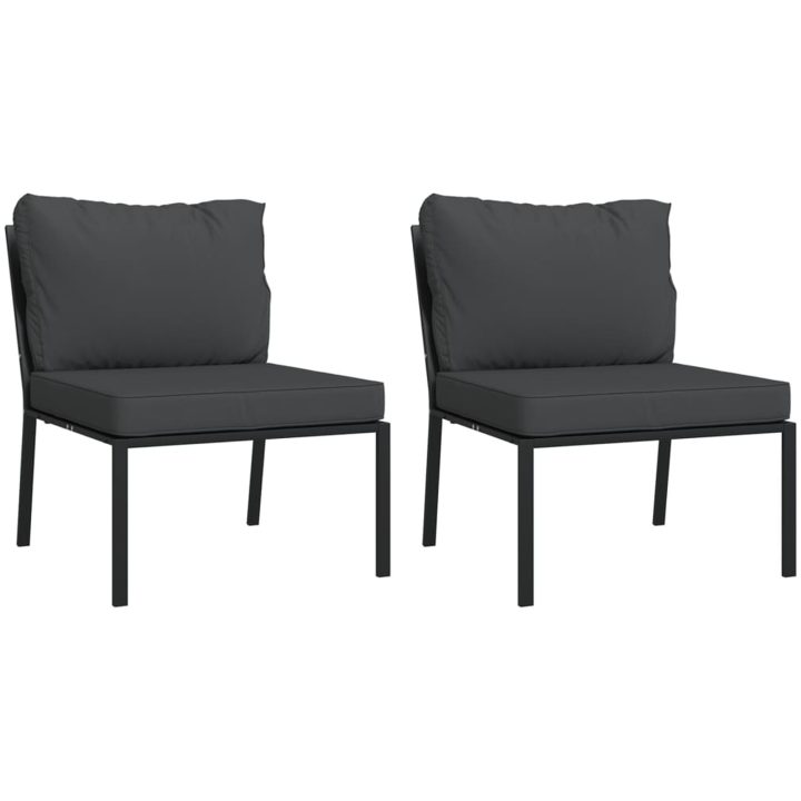 Loungegrupp 7 delar grå dynor stål vidaXL – bild 6