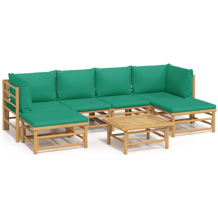 Loungegrupp 7 delar gröna dynor bambu vidaXL – bild 2