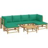 Loungegrupp 7 delar gröna dynor bambu vidaXL – miniatyr 3