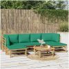 Loungegrupp 7 delar gröna dynor bambu vidaXL – miniatyr 1