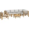 Loungegrupp 7 delar ljusgråa dynor bambu vidaXL – miniatyr 3