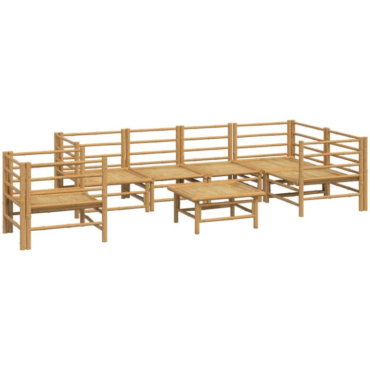 Loungegrupp 7 delar ljusgråa dynor bambu vidaXL – bild 4