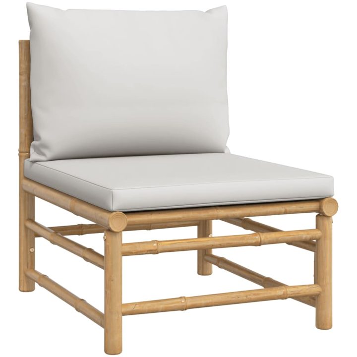 Loungegrupp 7 delar ljusgråa dynor bambu vidaXL – bild 6