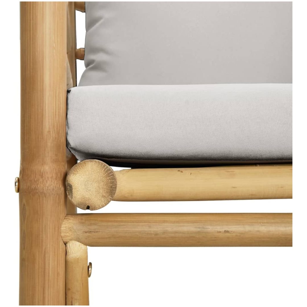 Loungegrupp 7 delar ljusgråa dynor bambu vidaXL – bild 8