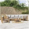 Loungegrupp 7 delar ljusgråa dynor bambu vidaXL – miniatyr 1