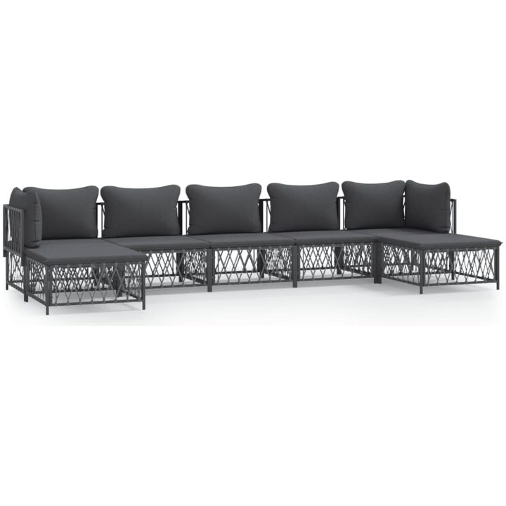 Loungegrupp 7 delar med dynor antracit stål vidaXL – bild 2