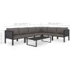 Loungegrupp 7 delar med dynor konstrotting antracit vidaXL – miniatyr 11