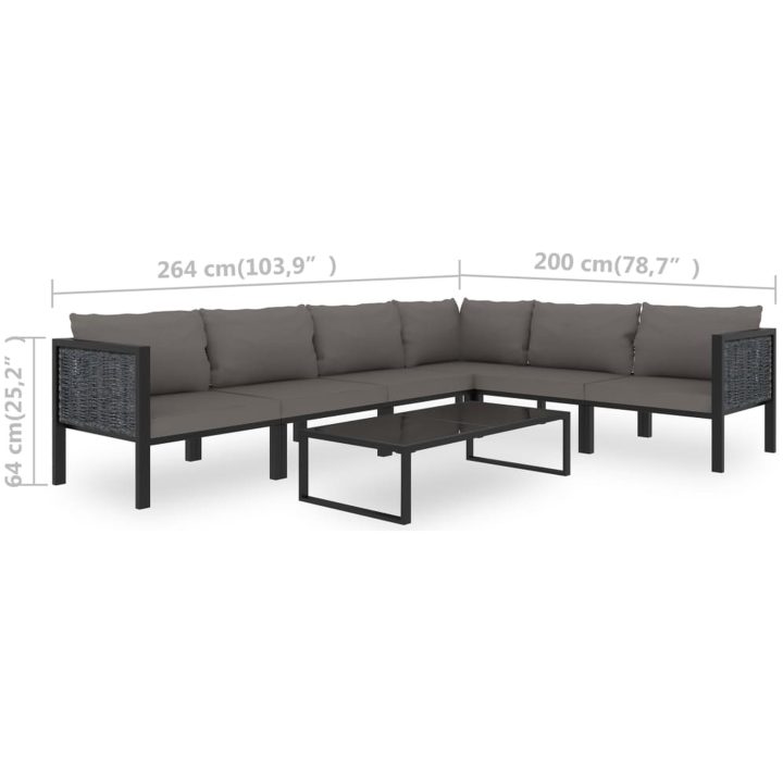 Loungegrupp 7 delar med dynor konstrotting antracit vidaXL – bild 11