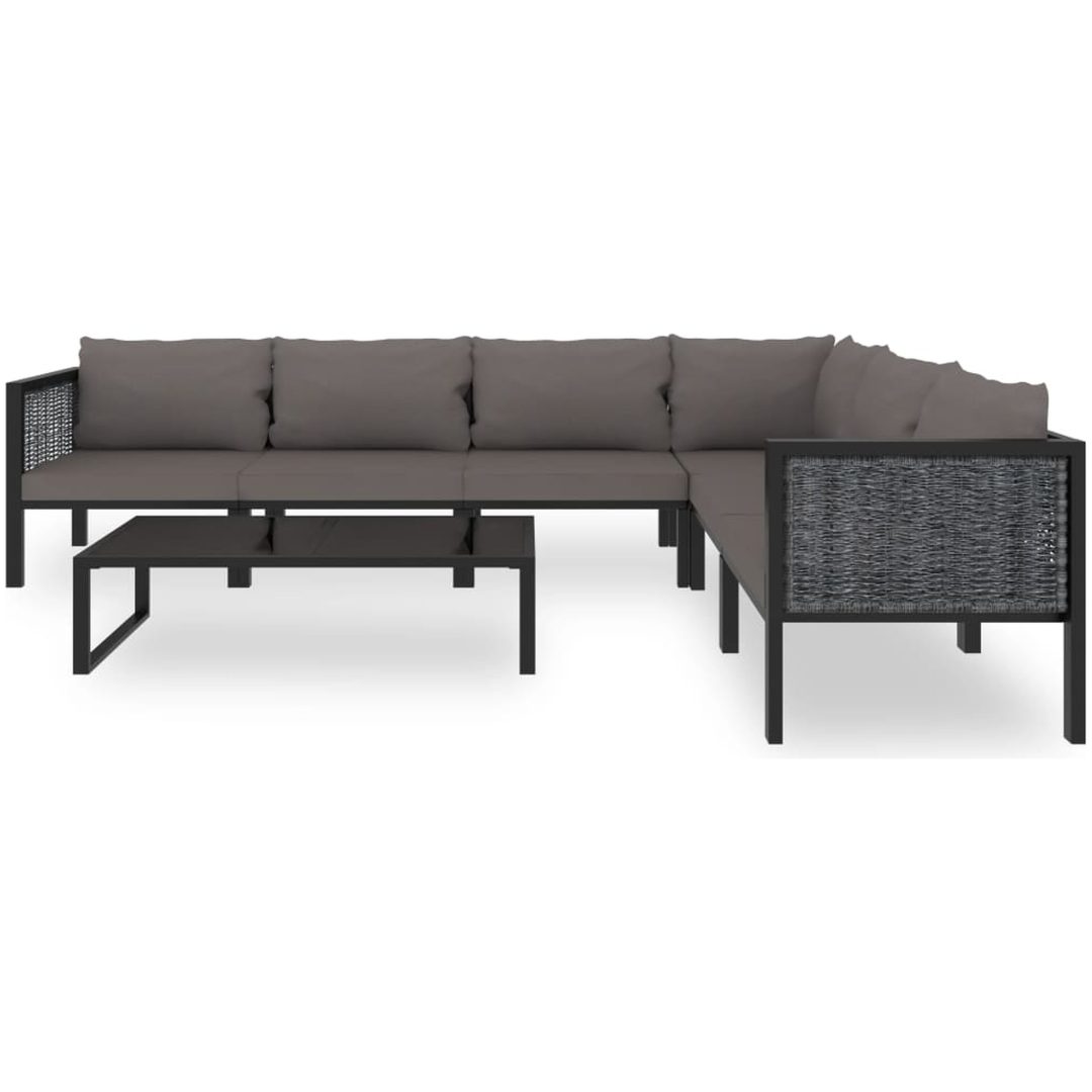 Loungegrupp 7 delar med dynor konstrotting antracit vidaXL – bild 3