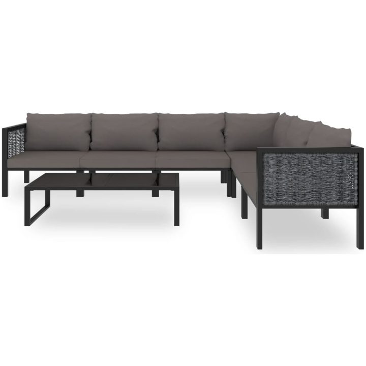 Loungegrupp 7 delar med dynor konstrotting antracit vidaXL – bild 3