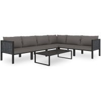Loungegrupp 7 delar med dynor konstrotting antracit vidaXL