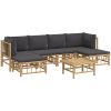 Loungegrupp 7 delar mörkgrå dynor bambu vidaXL – miniatyr 3