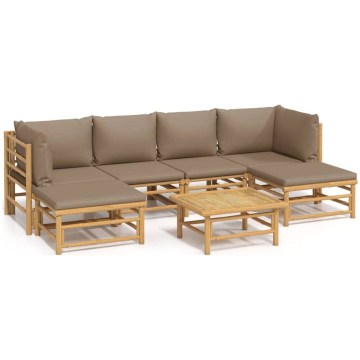 Loungegrupp 7 delar taupe dynor bambu vidaXL – bild 2