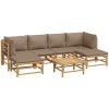 Loungegrupp 7 delar taupe dynor bambu vidaXL – miniatyr 3