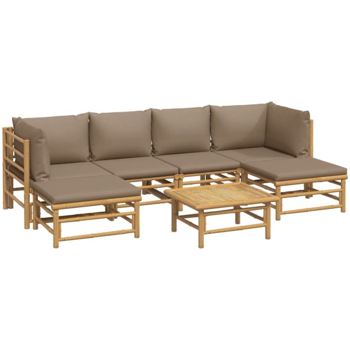 Loungegrupp 7 delar taupe dynor bambu vidaXL – bild 3