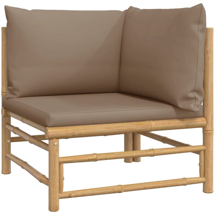 Loungegrupp 7 delar taupe dynor bambu vidaXL – bild 4