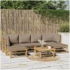 Loungegrupp 7 delar taupe dynor bambu vidaXL – miniatyr 1