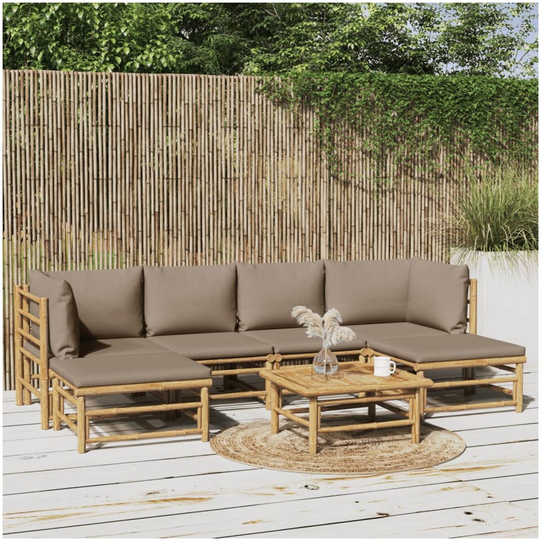 Loungegrupp 7 delar taupe dynor bambu vidaXL