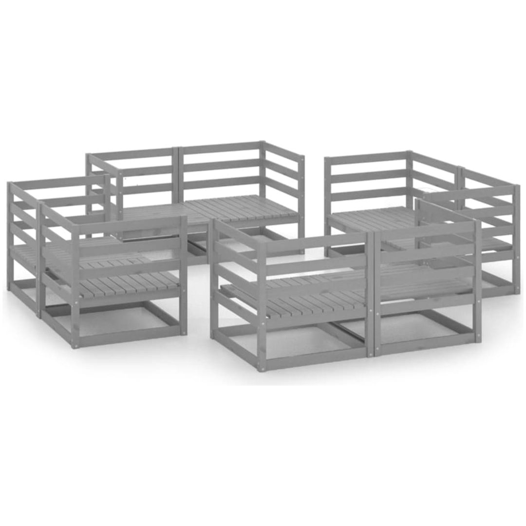 Loungegrupp 8 delar grå massiv furu vidaXL – bild 2