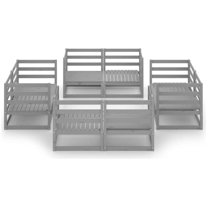 Loungegrupp 8 delar grå massiv furu vidaXL – bild 3