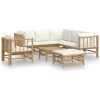 Loungegrupp 8 delar gräddvita dynor bambu vidaXL – miniatyr 2