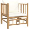 Loungegrupp 8 delar gräddvita dynor bambu vidaXL – miniatyr 6