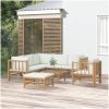 Loungegrupp 8 delar gräddvita dynor bambu vidaXL – miniatyr 1