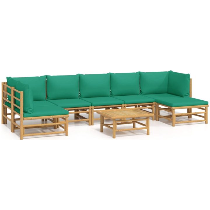 Loungegrupp 8 delar gröna dynor bambu vidaXL – bild 2