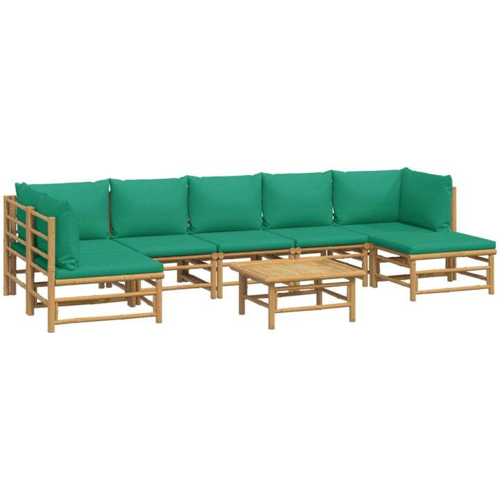 Loungegrupp 8 delar gröna dynor bambu vidaXL – bild 3