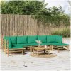 Loungegrupp 8 delar gröna dynor bambu vidaXL – miniatyr 1