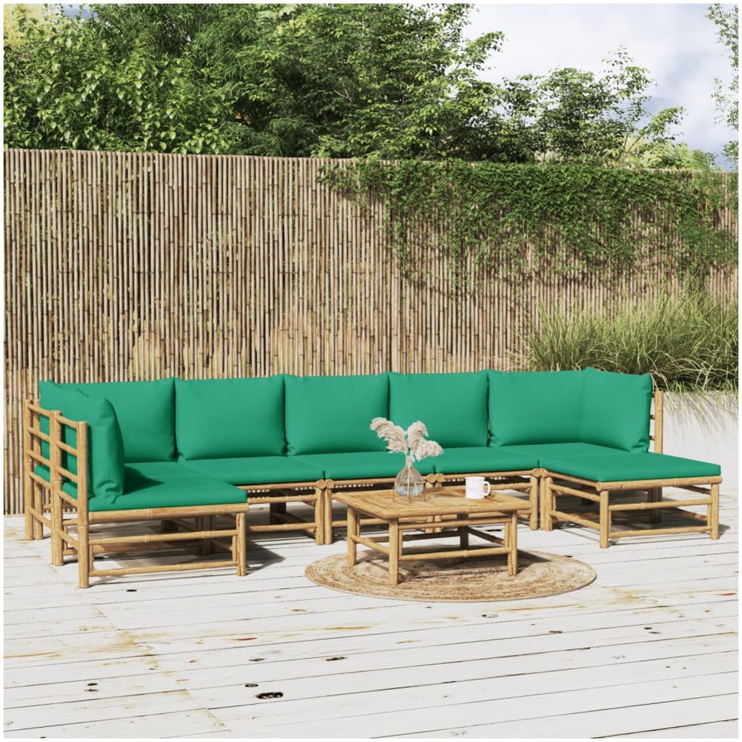 Loungegrupp 8 delar gröna dynor bambu vidaXL