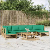 Loungegrupp 8 delar gröna dynor bambu vidaXL