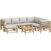 Loungegrupp 8 delar ljusgråa dynor bambu vidaXL – miniatyr 3