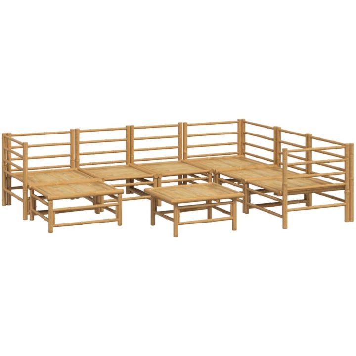 Loungegrupp 8 delar ljusgråa dynor bambu vidaXL – bild 4